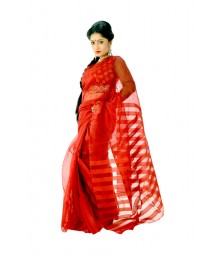 Gorgeous Designer Red Bengal Tant Silk Saree DSC0305